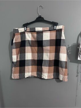 Checked Mini Skirt in Black, Cream & Brown